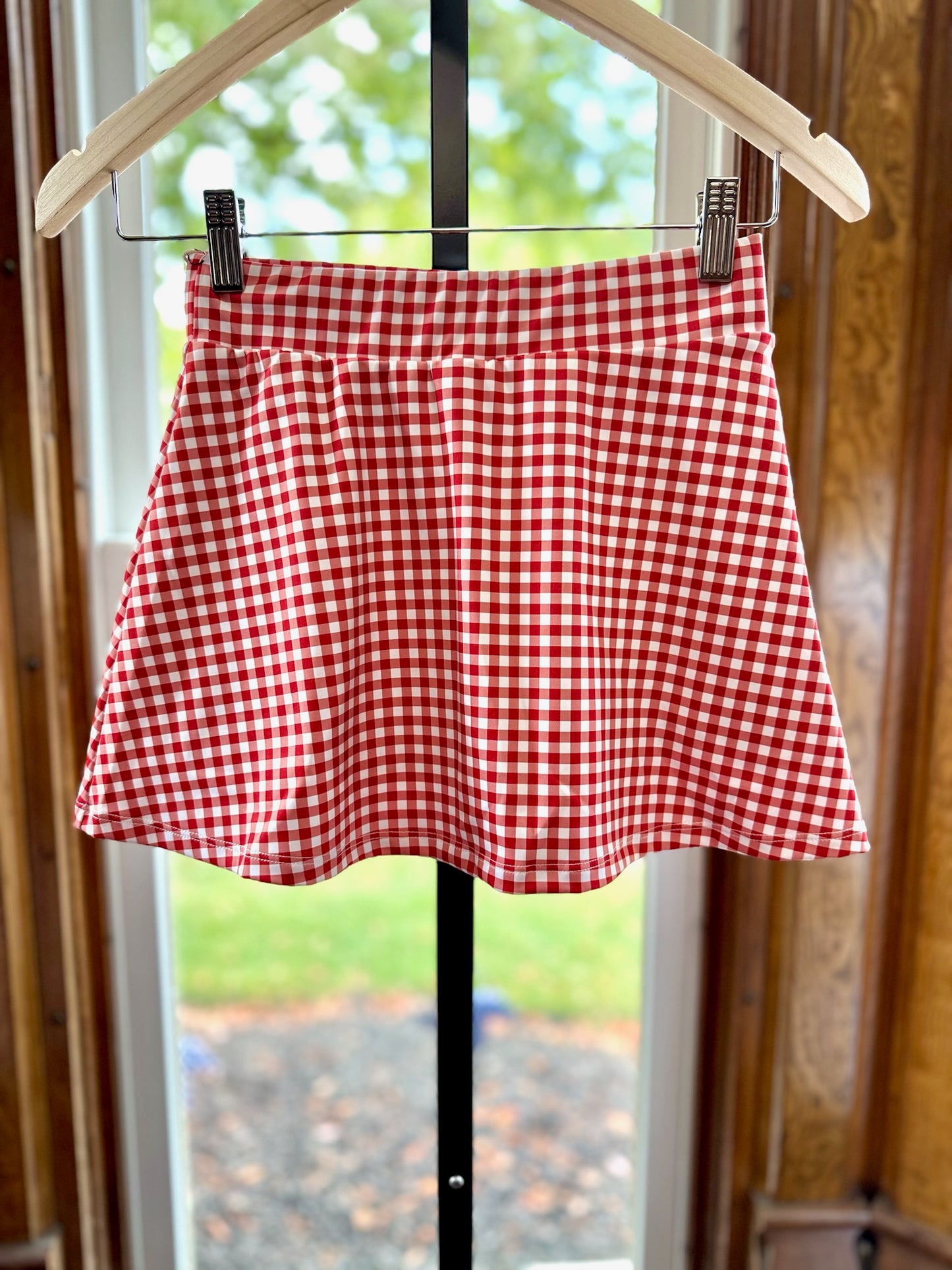 Gingham Slit Skirt