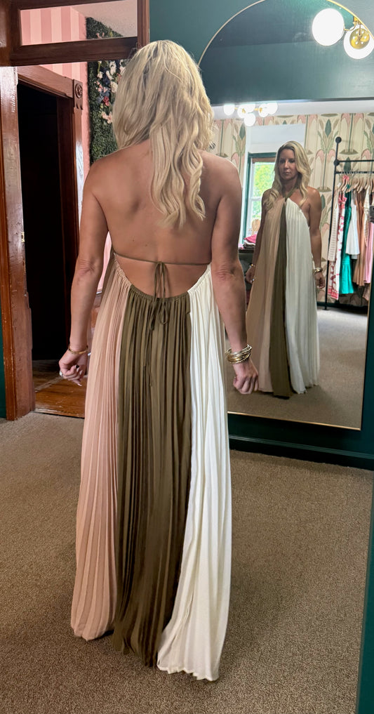 Halter Colorblock Maxi Dress