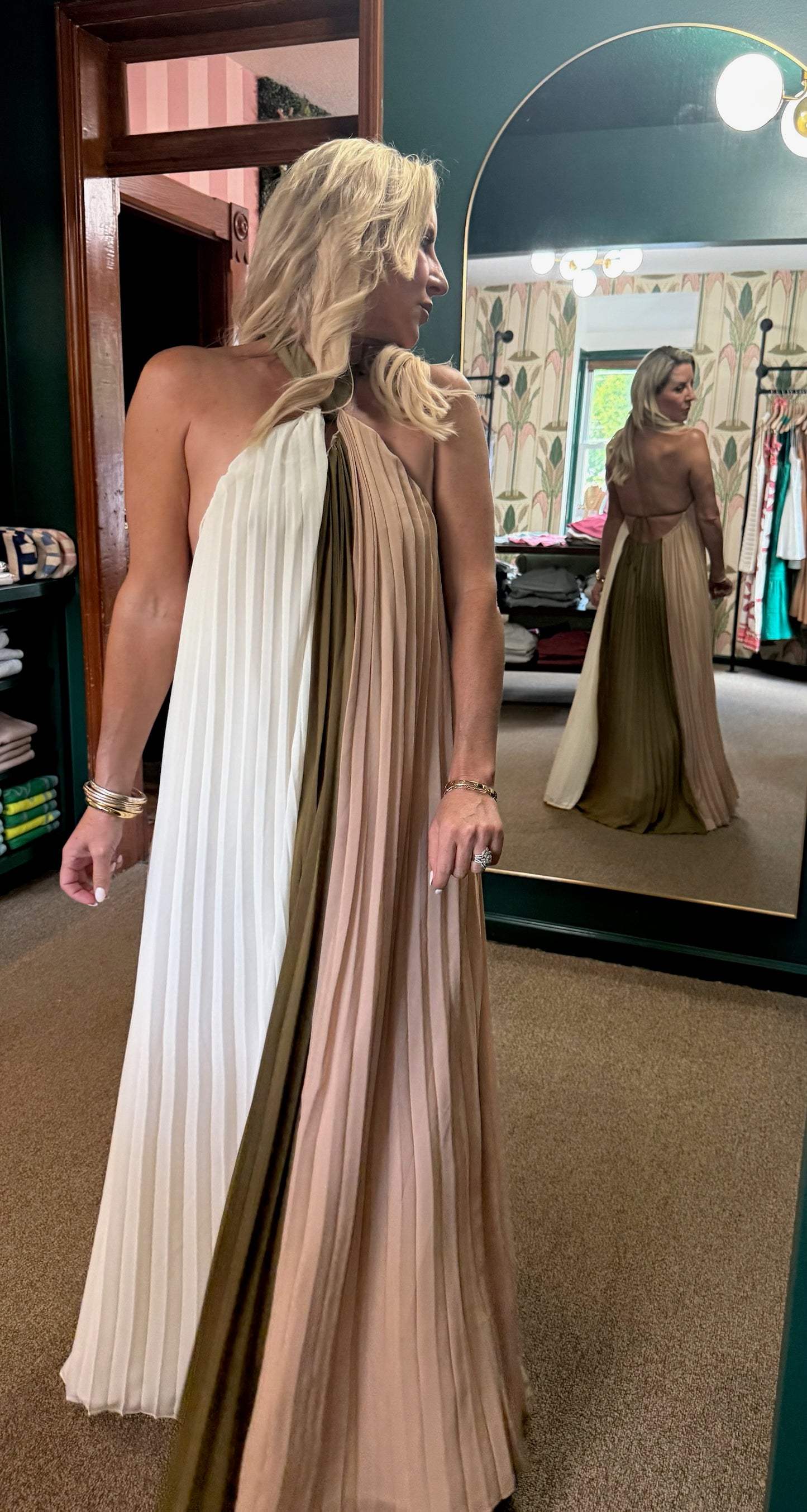 Halter Colorblock Maxi Dress