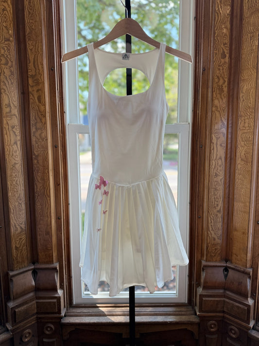 White Pleated Butterfly Tennis Dress