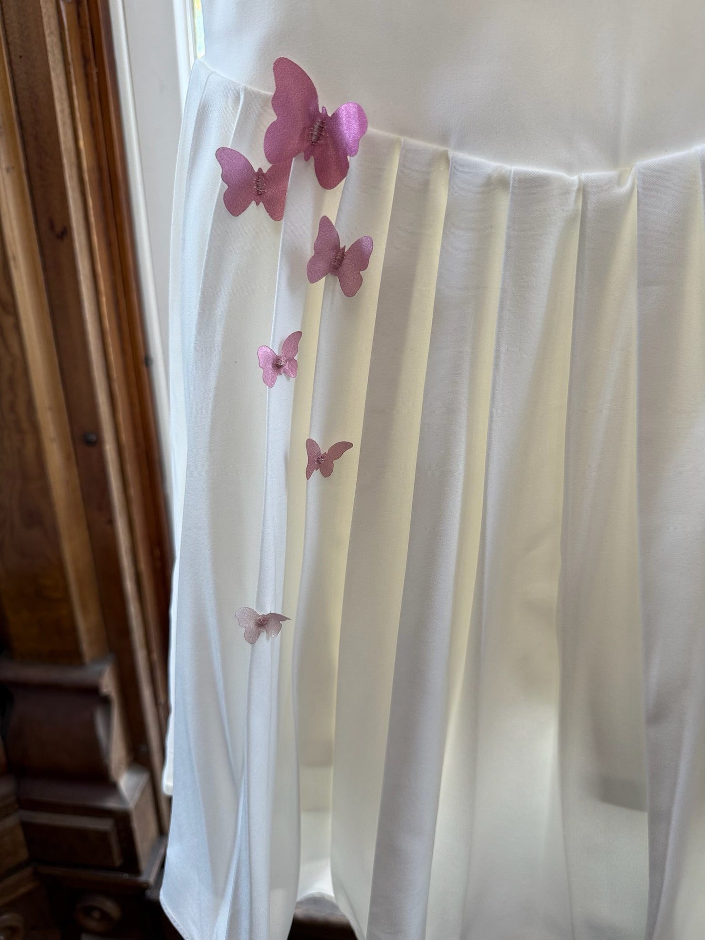 White Pleated Butterfly Tennis Dress