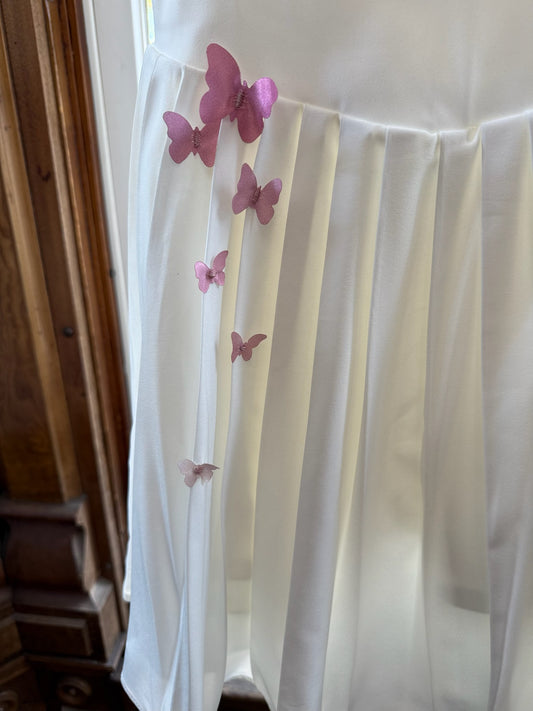 White Pleated Butterfly Tennis Dress