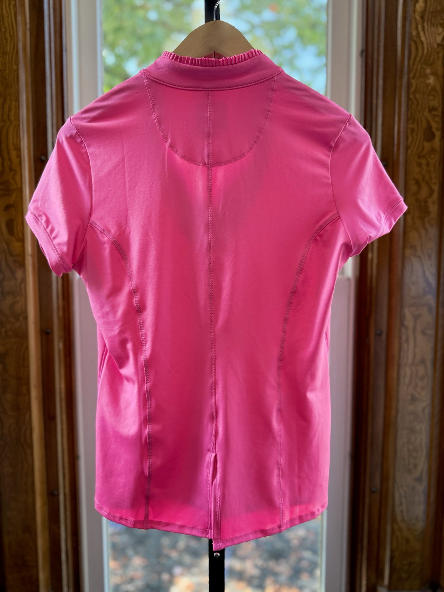 Pleated Placket Short Sleeve