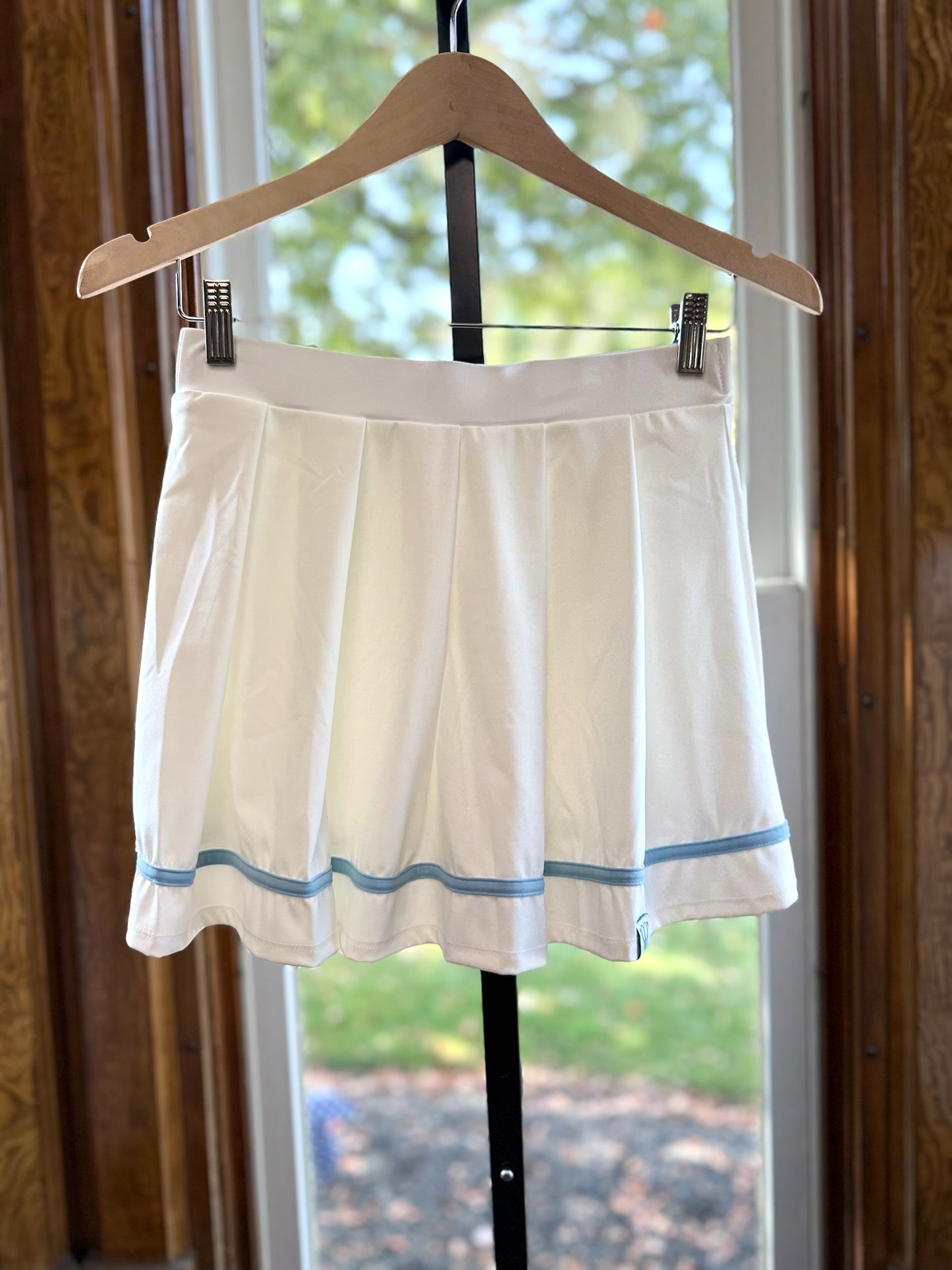 Pleated Skirt with Blue Detail