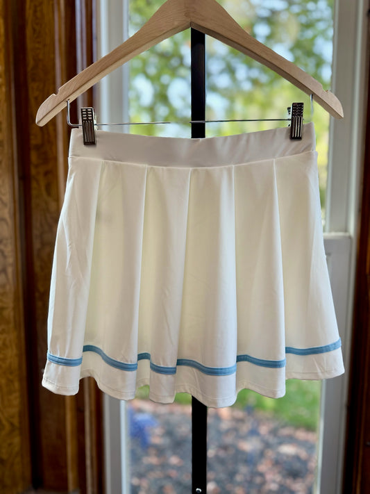 Pleated Skirt with Blue Detail