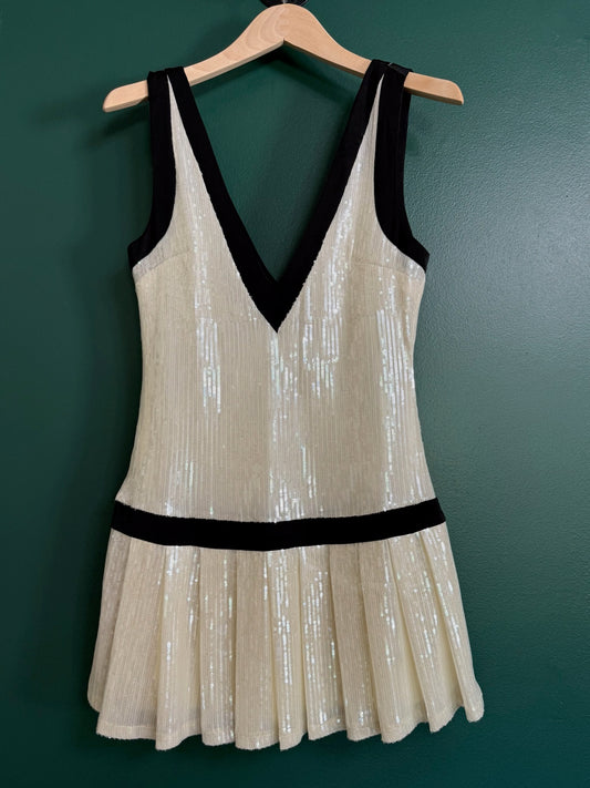 Plunge V-Neck Sequin Tennis Dress