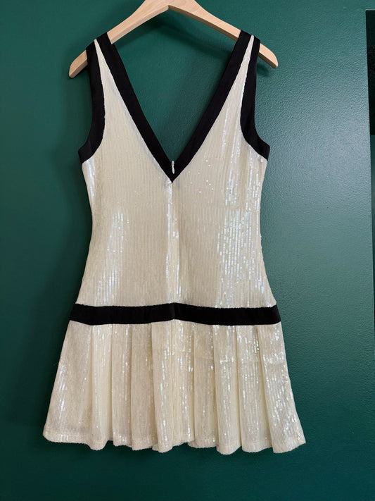 Plunge V-Neck Sequin Tennis Dress