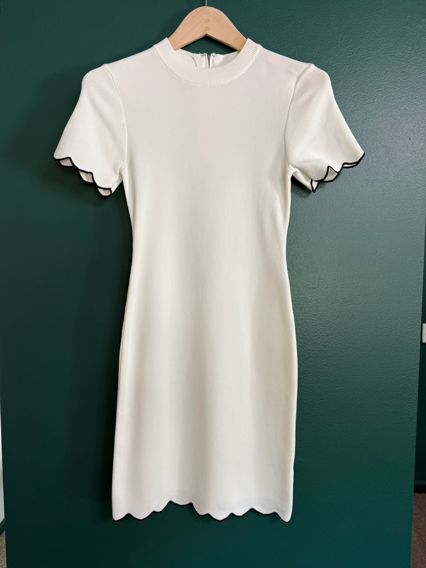 Stretch Knit Mini Dress with Black Trim