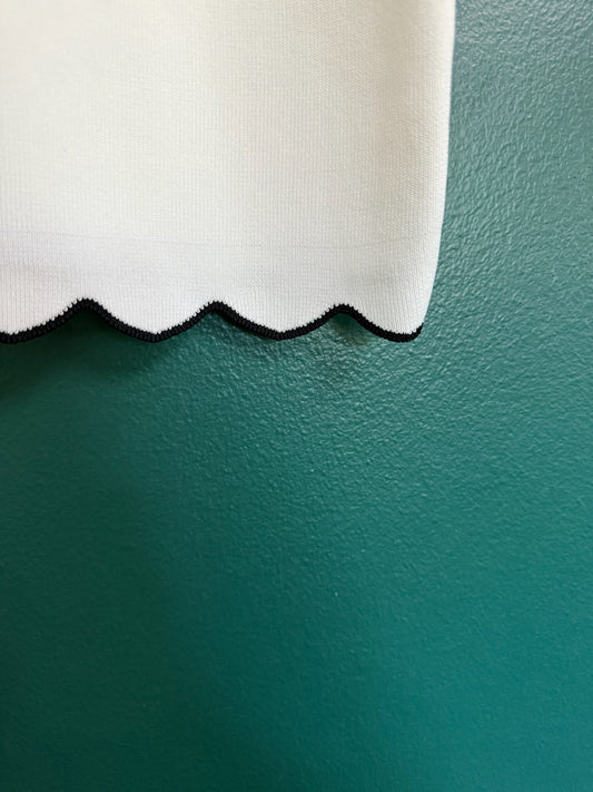 Stretch Knit Mini Dress with Black Trim